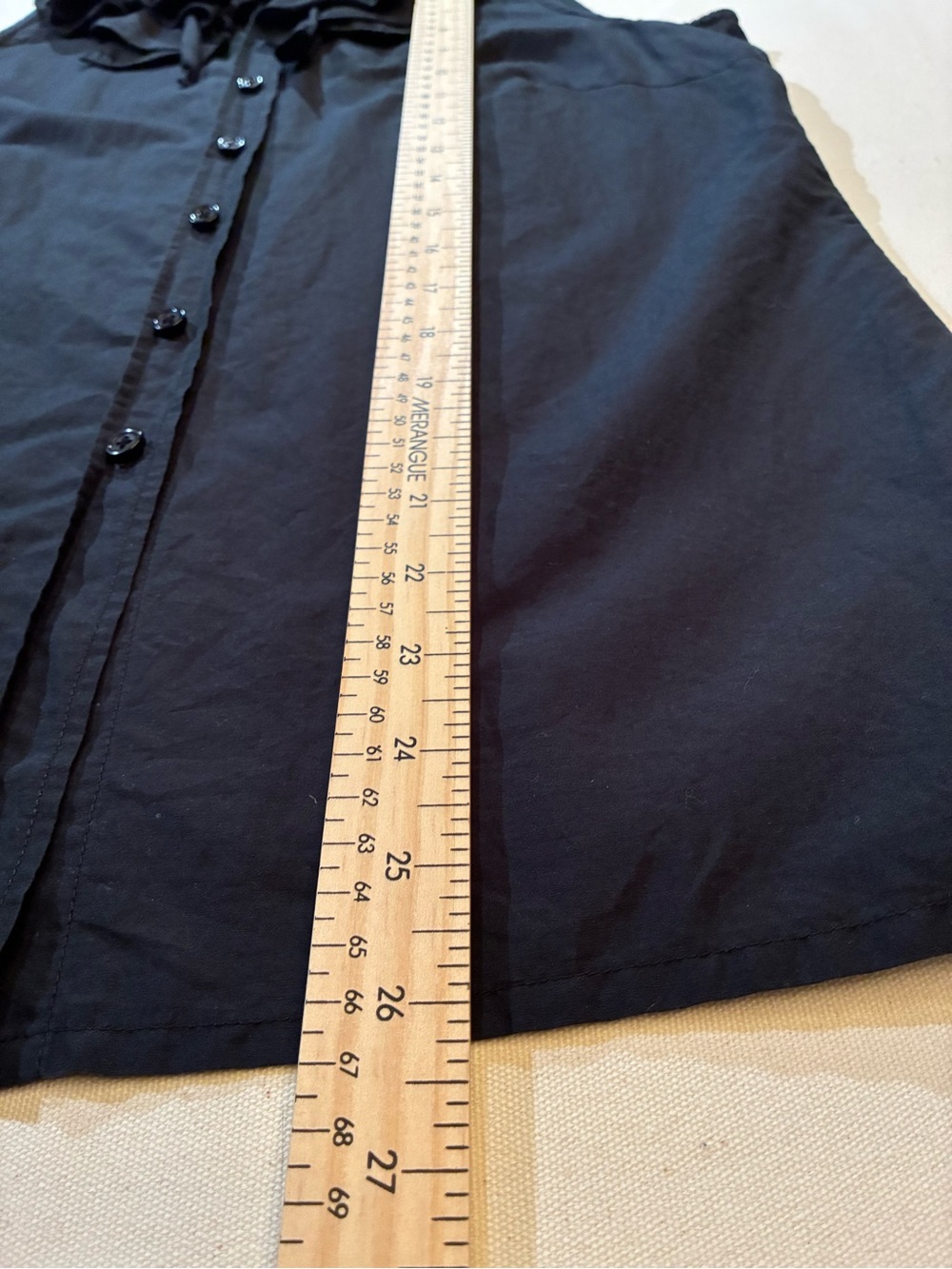 Tristan Cotton Silk Black Sleeveless Ruffle Neck Button Blouse M - Picture 7 of 9